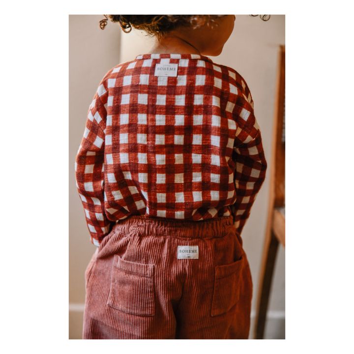 Kurta de gasa de algodón orgánico Vichy Romeo | Burdeos- Imagen del producto n°3