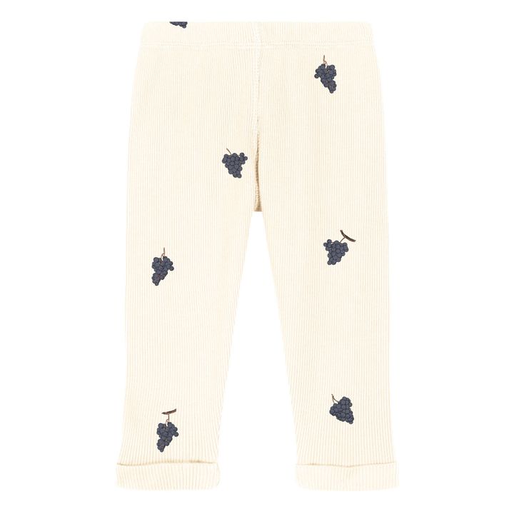 Rom-Pom Organic Cotton Ribbed Grapes Legging | Ecru- Product image n°0