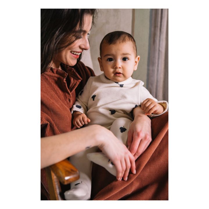 Pyjama mit Füßen aus Molton Bio-Baumwolle Chubby | Seidenfarben- Produktbild Nr. 3