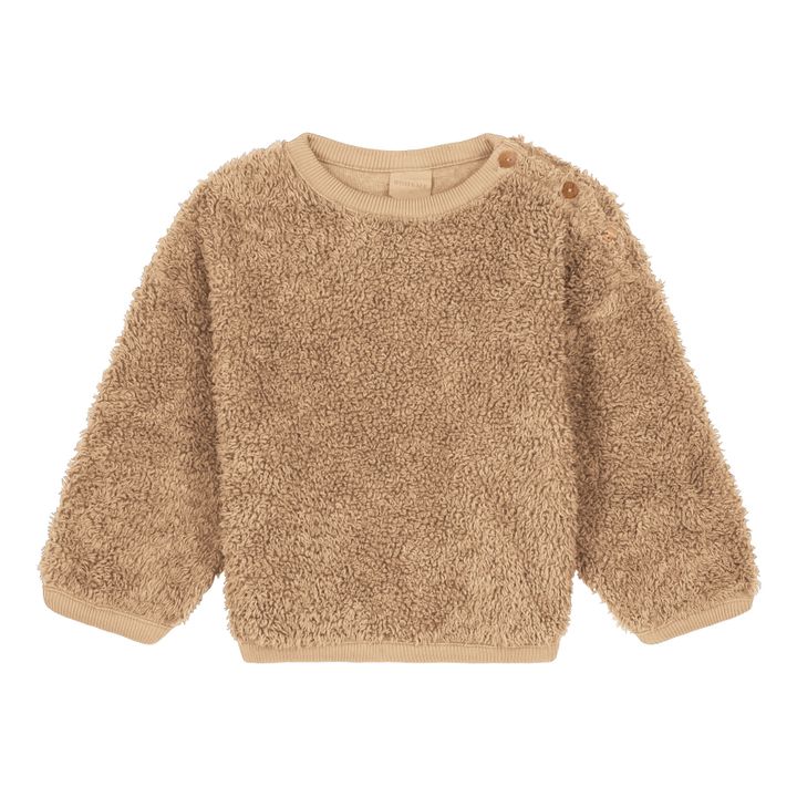 Organic Cotton Furry Bear Sweat Top | Beige- Product image n°0