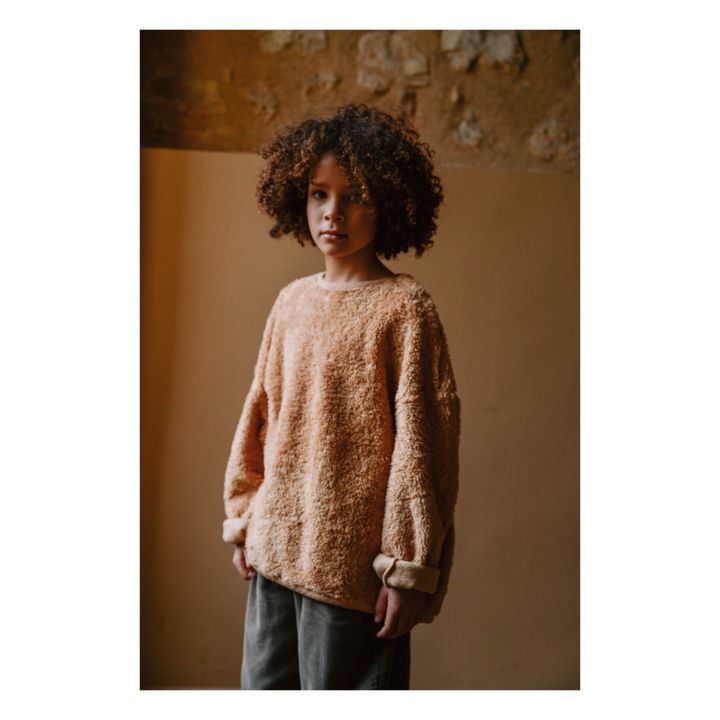 Organic Cotton Furry Bear Sweat Top | Beige- Product image n°1
