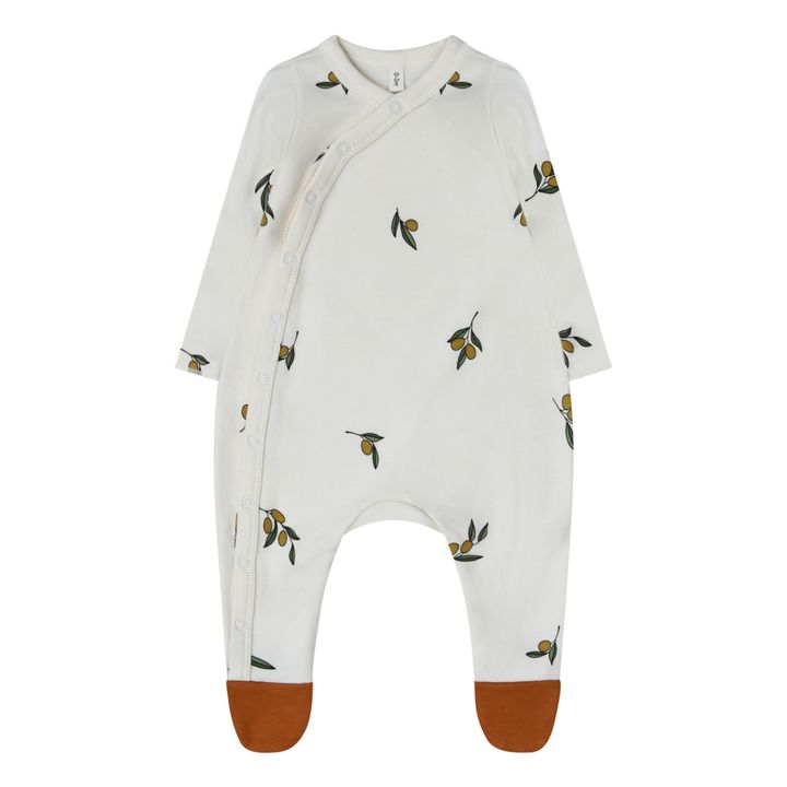 Pyjama mit Füßen Bio-Baumwolle Olive | Gris galet- Produktbild Nr. 0