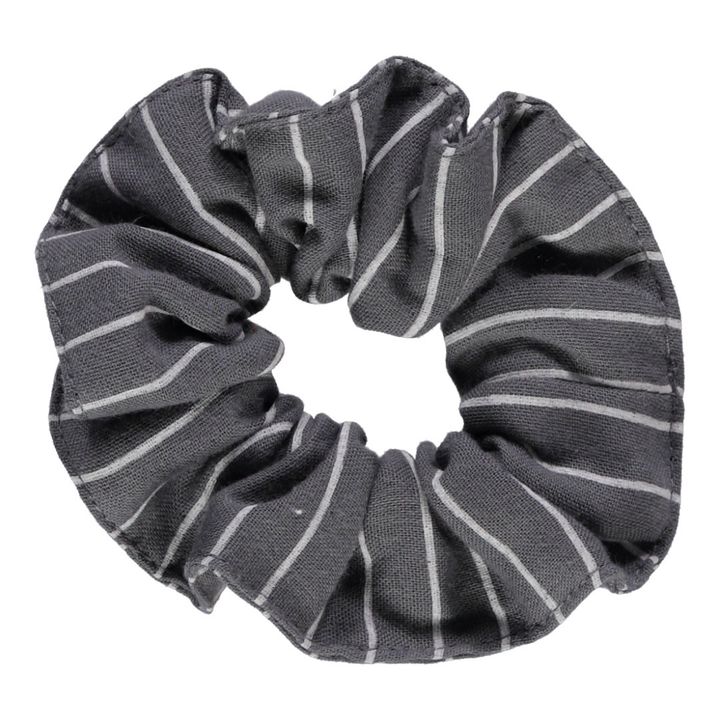 Chouchou a righe in cotone a doppia garza | Grigio antracite- Immagine del prodotto n°0