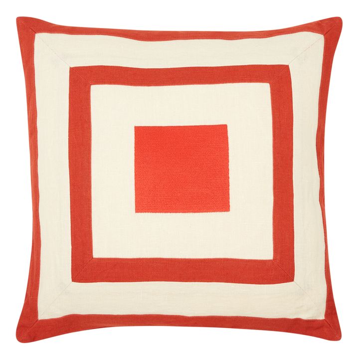 Cojín de lino bordado | Rojo- Imagen del producto n°0