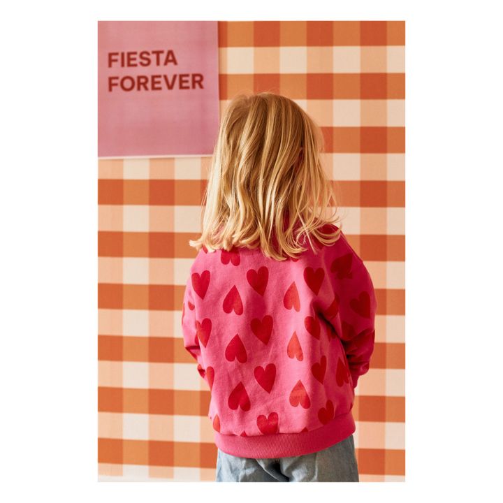 Sudadera de algodón orgánico Edith corazones | Rosa- Imagen del producto n°2