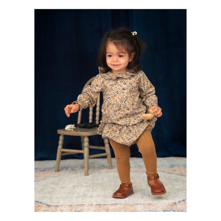 Blouse Coton Bio Fleurs Ambre | Beige- Image produit n°1