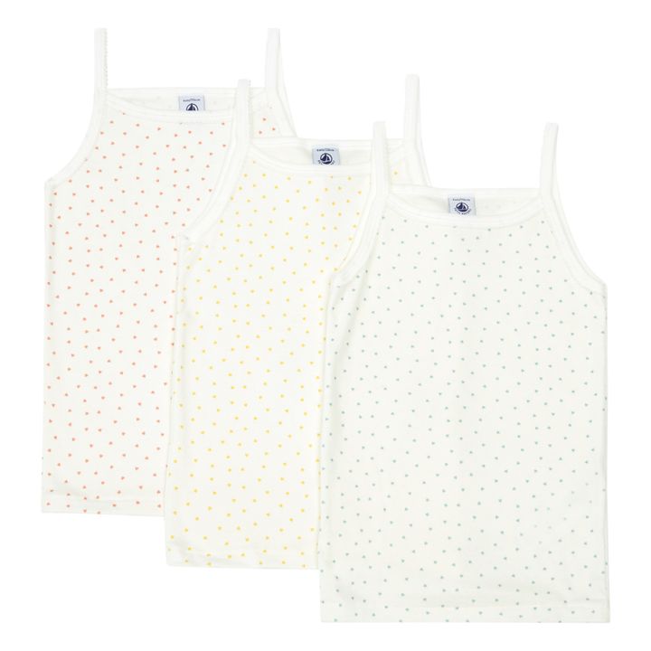 3er-Pack Tanktops aus Bio-Baumwolle mit Herzen | Weiß- Produktbild Nr. 0
