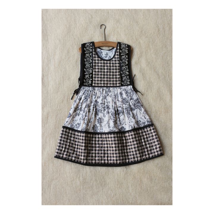 Kleid aus Bio-Baumwolle und Lurex mit Vichy-Blume | Seidenfarben- Produktbild Nr. 0