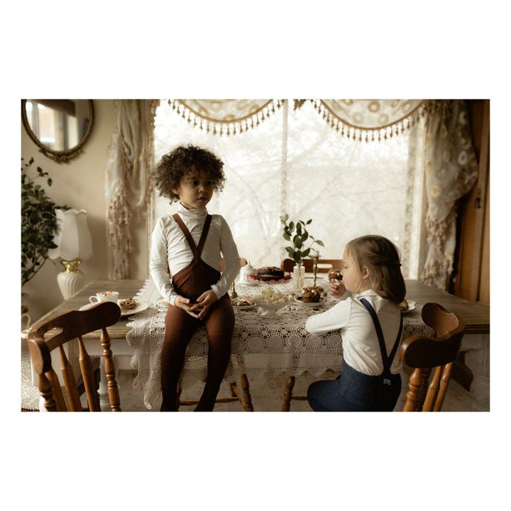 Collant con bretelle, in cotone bio | Terracotta- Immagine del prodotto n°1