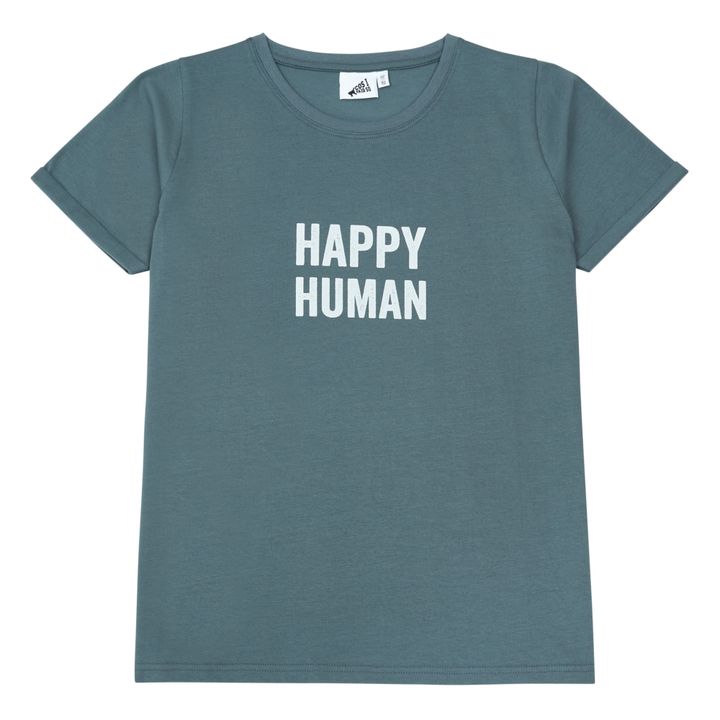 T-shirt in cotone organico Happy Human | Blu- Immagine del prodotto n°0