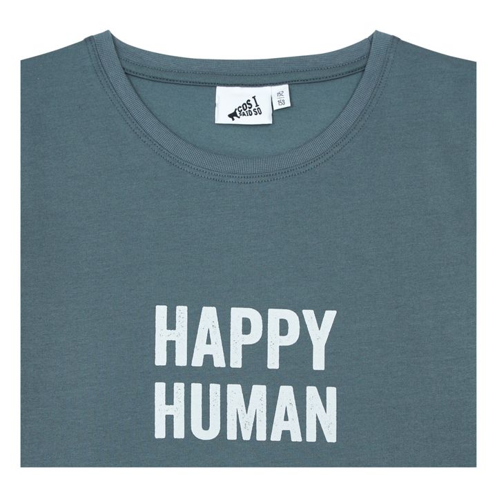 T-shirt in cotone organico Happy Human | Blu- Immagine del prodotto n°1
