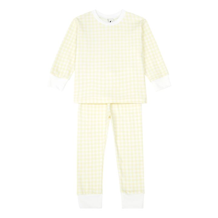 Pyjama aus Bio-Baumwolle Vichy | Cremefarben- Produktbild Nr. 0