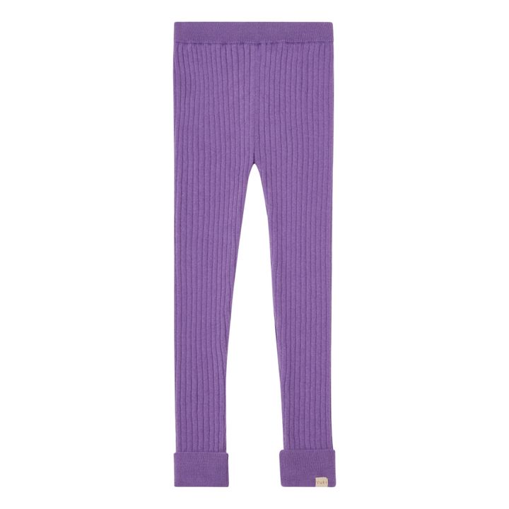Organic Cotton Openwork Knit Legging | Purple- Product image n°0