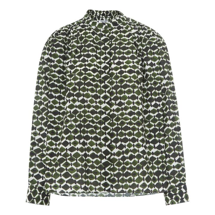Bluse Derrick Popeline Bedruckt | Khaki- Produktbild Nr. 0
