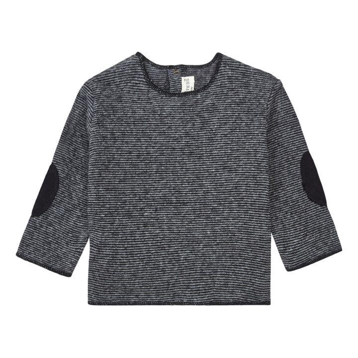 Greg Striped Knit and Elbow Sweater | Grey- Product image n°0
