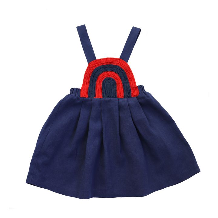 Salopette Lin Brodé Mérinos Aida | Bleu- Image produit n°0
