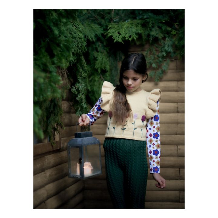 Maglione in Merino Fatto e Ricamato a Mano Maya | Giallo chiaro- Immagine del prodotto n°1