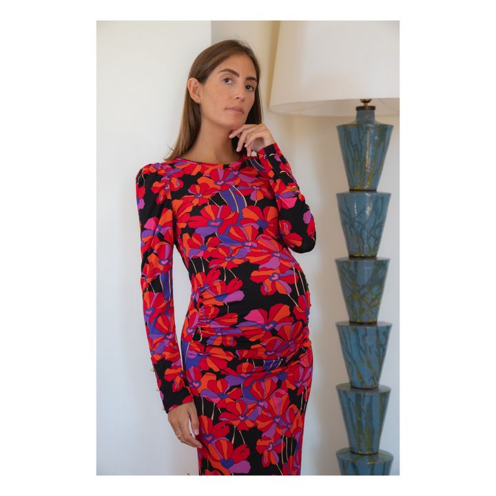 Vestido de embarazada Thelma Flower | Rojo- Imagen del producto n°2