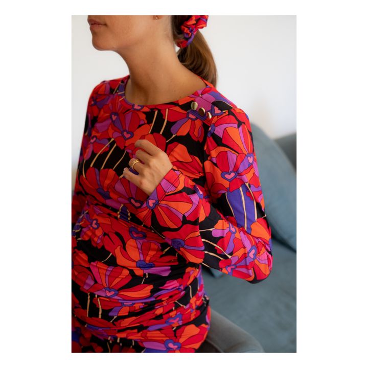 Top da Gravidanza Mona Flower | Rosso- Immagine del prodotto n°6