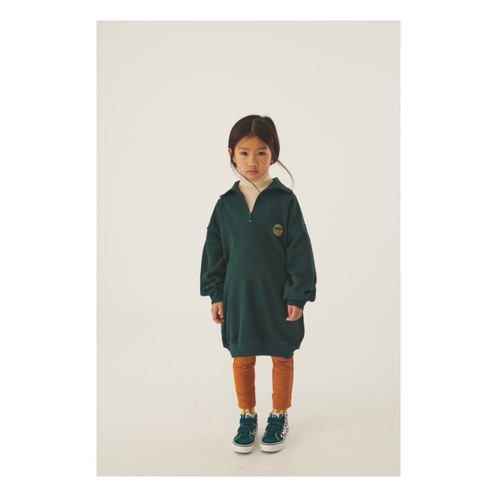 Vestido Sweat Organic Cotton Zip Neck Kiva | Verde Abeto- Imagen del producto n°1