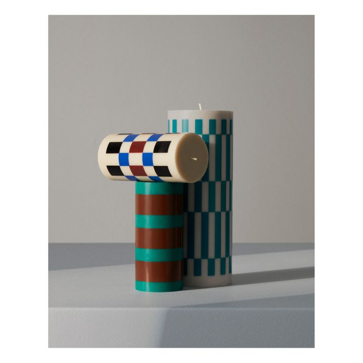 Bougie Column à Carreaux | Blue- Product image n°1