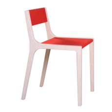 Sirch Wood and red felt Sepp chair