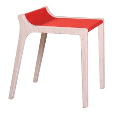 Tabouret Xarre en bois et feutre rouge 