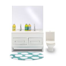 Accessoires maison de poup&eacute;e : Ensemble salle de bain