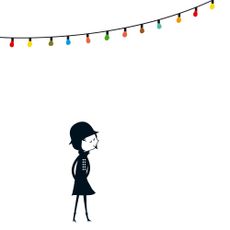 Sticker Mademoiselle et la guirlande multicolore - Blanca Gomez