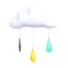 Mobile Gouttes de pluie gris/jaune/menthe