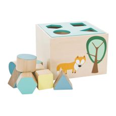 Bo&icirc;te en bois avec cubes - Bleu 