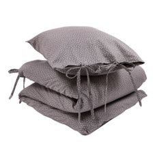 Parure de lit - Taupe et &eacute;toiles blanches