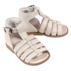 Sandales cuir iris&eacute; B&eacute;b&eacute; - Gris clair