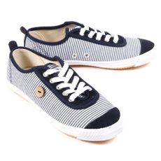 Tennis Lacets &agrave; rayures - Bleu jean