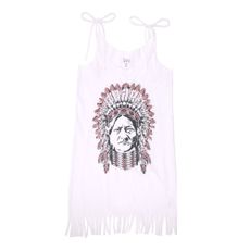 Tunique en jersey brod&eacute; 'Indien' - Blanc