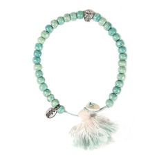 Bracelet bois-t&ecirc;te de mort - Vert d'eau