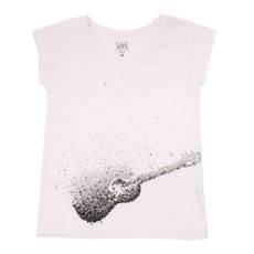 T-shirt imprim&eacute; Guitare - Blanc
