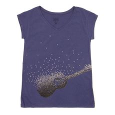 T-shirt imprim&eacute; Guitare - Bleu