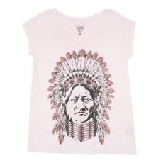 T-shirt en jersey brod&eacute; Indien - Blanc