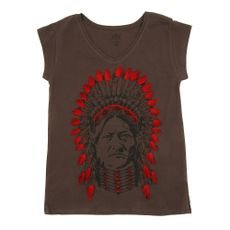 T-shirt en jersey brod&eacute; Indien - Gris