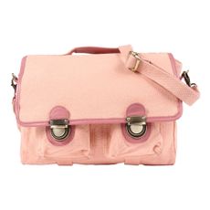 Cartable toile et cuir - Rose