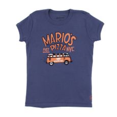 T-shirt Mario's pizza-Bleu marine