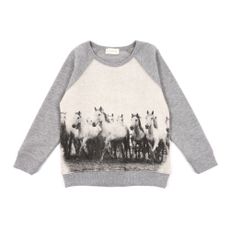Sweat Chevaux - Gris chin&eacute;