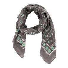 Foulard &agrave; Fleurs - Gris anthracite