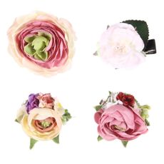 Set 4 barrettes Roses