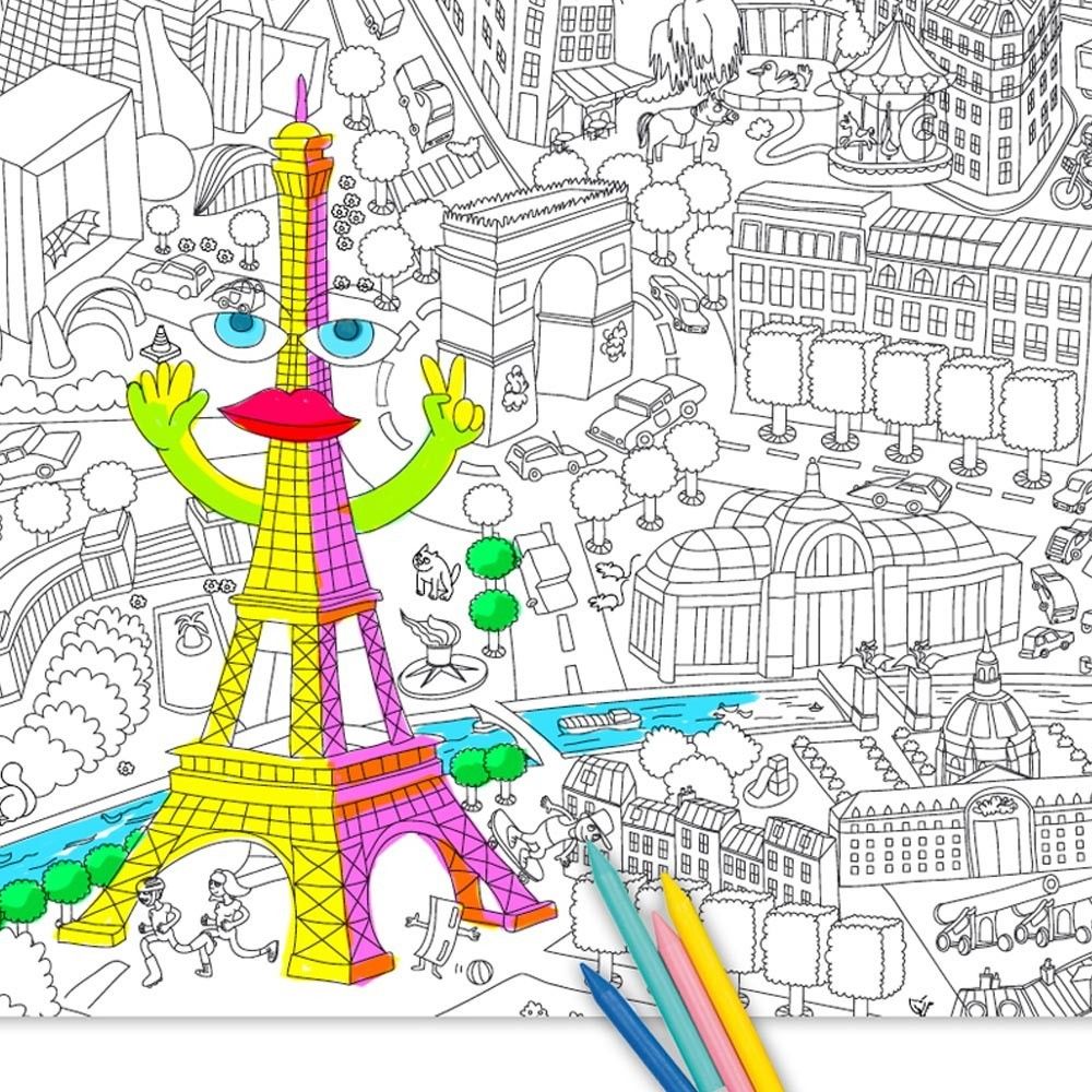 Poster Gigante Paris Para Colorear Omy Juguetes Y Hobby Infantil