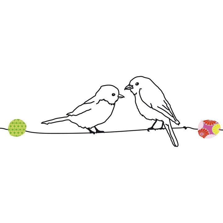 Sticker friso perlas y pájaros - Imagen del producto n°1