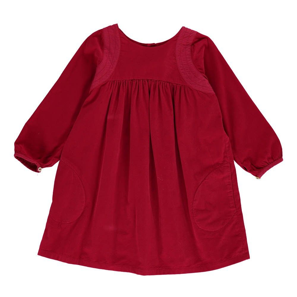 Robe Velours Gouter Rouge framboise Bonton