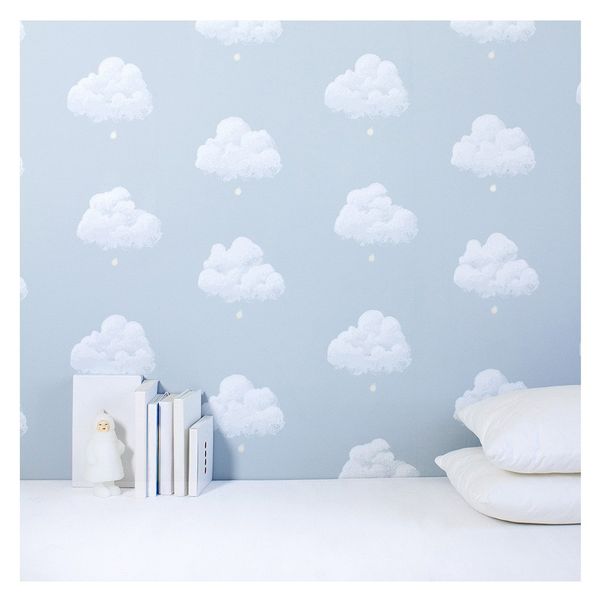 Papier peint Nuages de Coton - Bleu Fumée-product