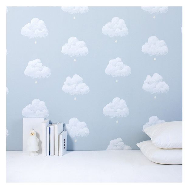Cotton clouds wallpaper - smoky blue Blue-product